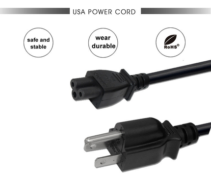 L'UL ha approvato l'IEC 320 C13 la spina di U.S.A. 3 Pin Black Computer Power Cord del cavo di alimentazione